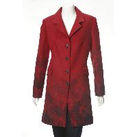 Ladies' Polyester Viscose Elastane Woven Coat With Print At Sleeve & Bottom Hem