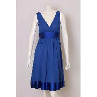 Ladies' Polyester Chiffon With Satin Multi Stitching Waist And Hem Woven Dress