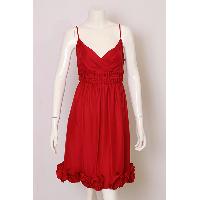 Ladies' 100% Silk With Flowers At Hem Woven Dress