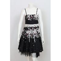Ladies' Cotton Floral / Black Border Print Woven Party Dress