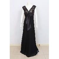 Ladies Polyester with Lace Evening Dress