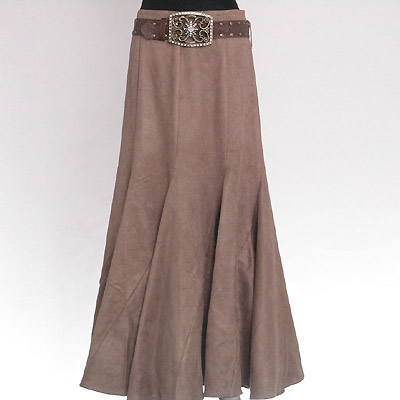 Ladies' Cotton Polyester Suede Woven Skirt + Diamante Buckle Belt
