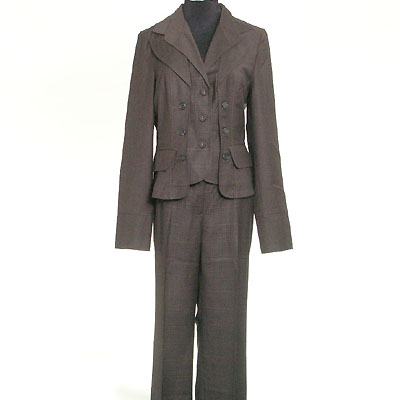 Ladies' Polyester Rayon Checks Jacket & Trousers Suits