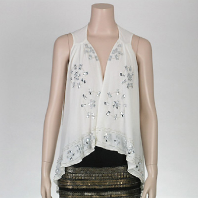 Ladies' Polyester Top With Delicate Sequins Work