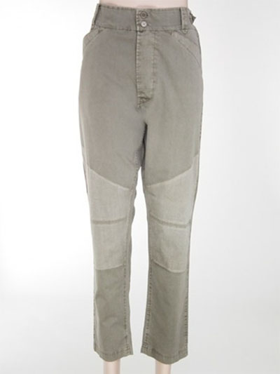 Ladies' 100% Cotton Woven Trousers In Garment Dyed + Non Dyed Effect At Knee