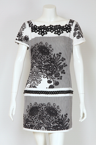 Ladies Polyester Print with Laces Trendy Dress