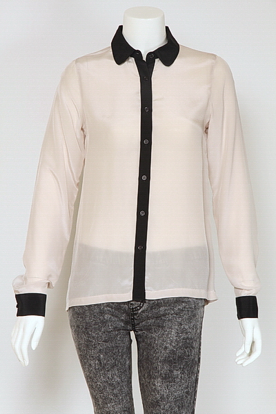 Ladies Contrast Color Silk Shirt