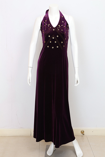 Ladies' Embroidery Polyester Elastane Velvet Evening Dress