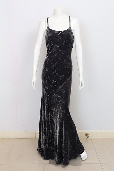 Ladies' Polyester Elastane Velvet Evening Dress