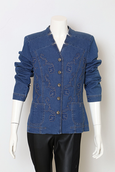 Ladies Cotton Poly Spandex Denim with Embrodiery Jacket