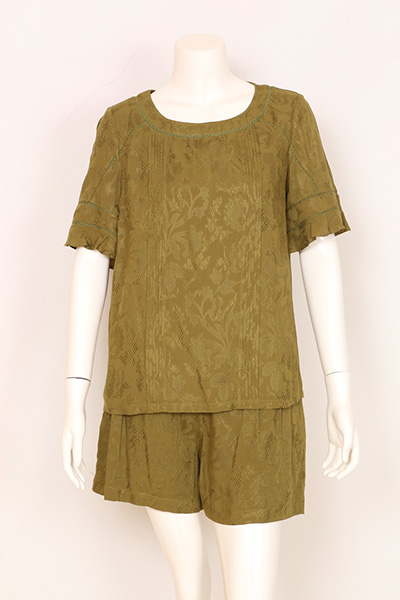 Ladies Rayon Embroidery Top + Shorts
