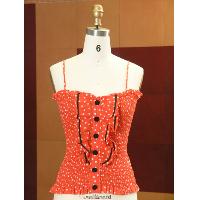 Ladies smocking printed dot top