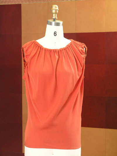 Ladies satin top elasticated neck