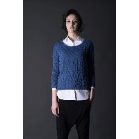 Leopard Print Blue Round Collar Long Sleeve Lady's Pullover