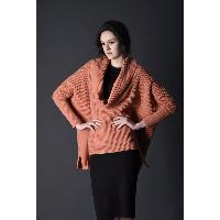 Scarf Collar Long Sleeve Loose Fit Casual Pullover Lady's Sweater