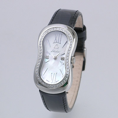 Stainless steel with black leather strap