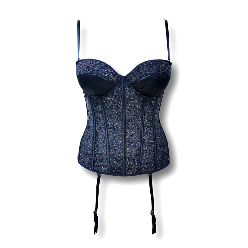 Glitter Print Satin Corset