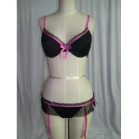 Underwired bra with thong & suspender