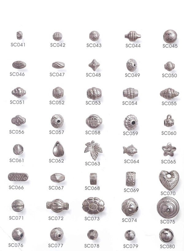 Metal Look Fancy beads in Silver