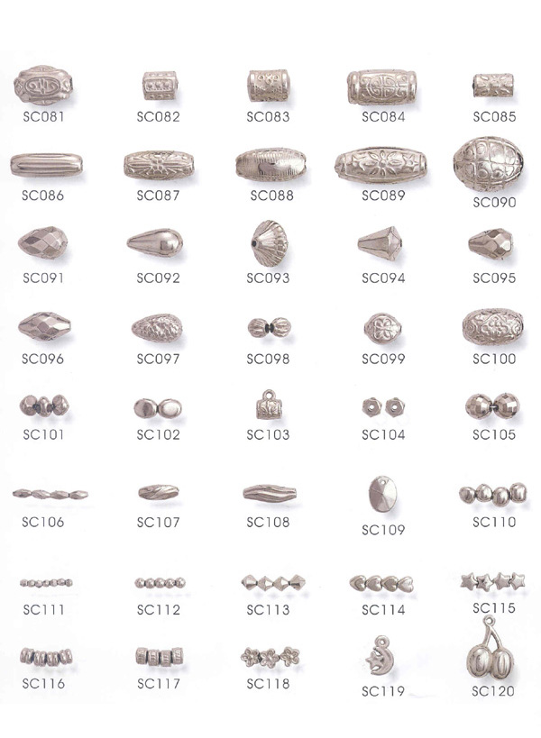 Metal Look Fancy beads in Silver