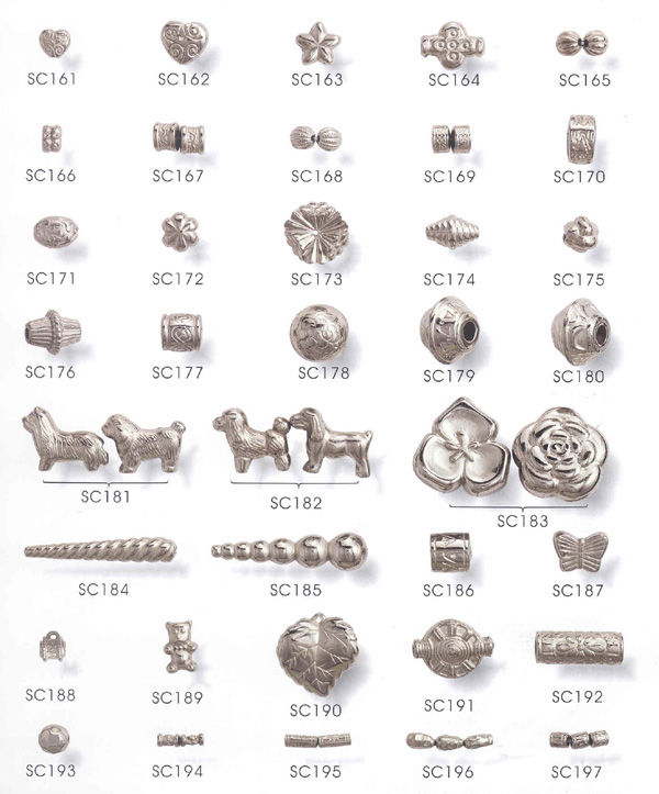 Metal Look Fancy beads in Silver