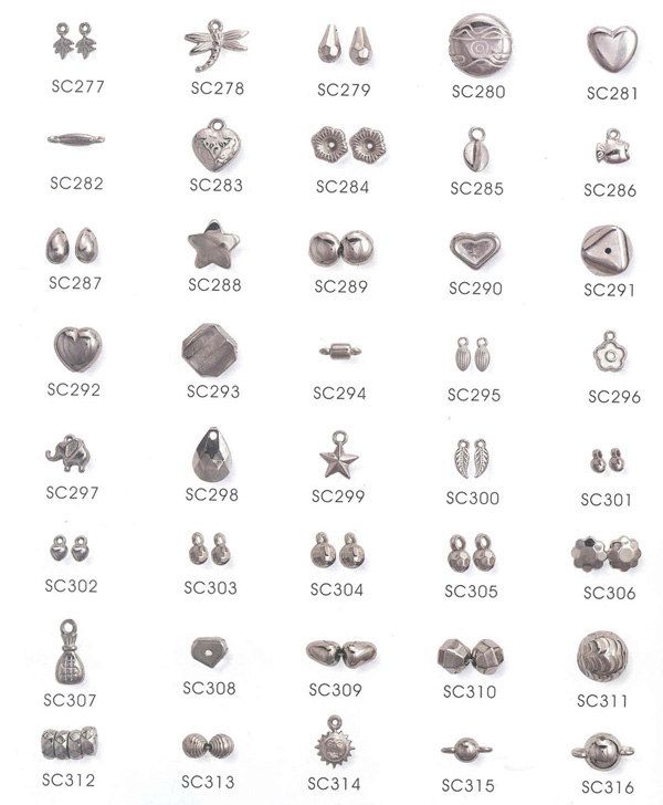 Metal Look Fancy beads in Silver