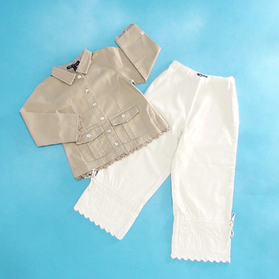 Girl's 100% Cotton Woven Set (Blouses + Trousers)