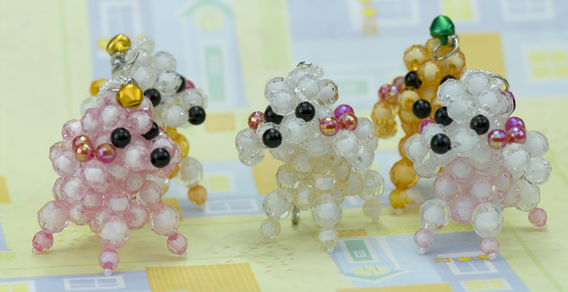 Beaded Poodle Keychain