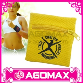 Custom made zipper sweatband sports wristband