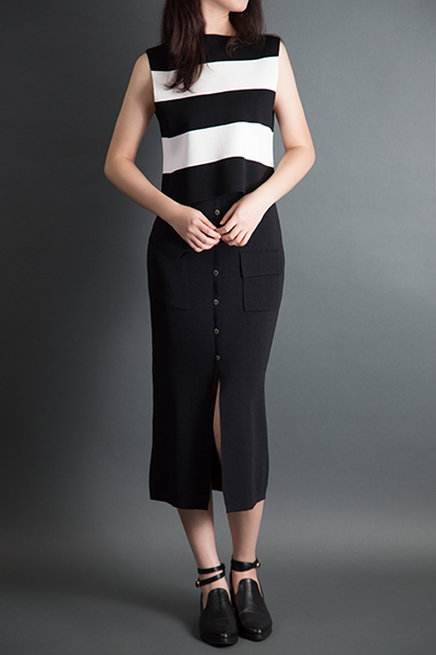 Ladies' Knitted Vest Match with Knitted Skirt with Pockets