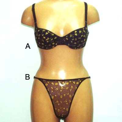 Padded wire bra in emb'y lace,Brief in emb'y lace