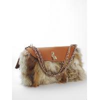 Fox hair cowhide clutch