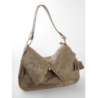 Emboss Pattern Cowhide Leather Shoulder Bag-zipped flap
