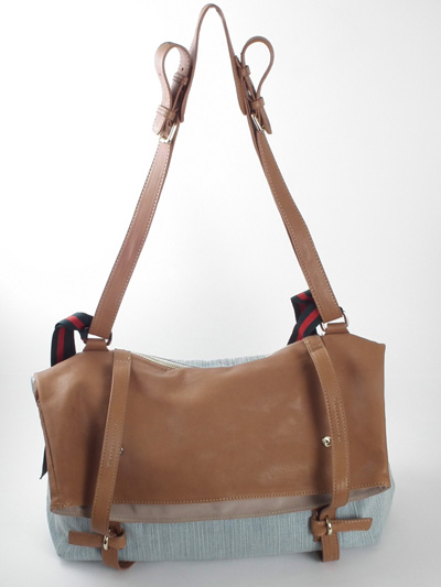Goat skin canvas shoulder bag