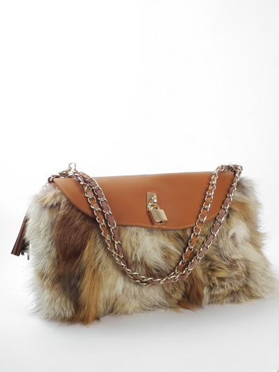 Fox hair cowhide clutch