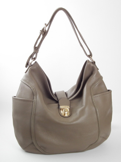 Classic cowhide hobo bag with adjustable shoulder strap