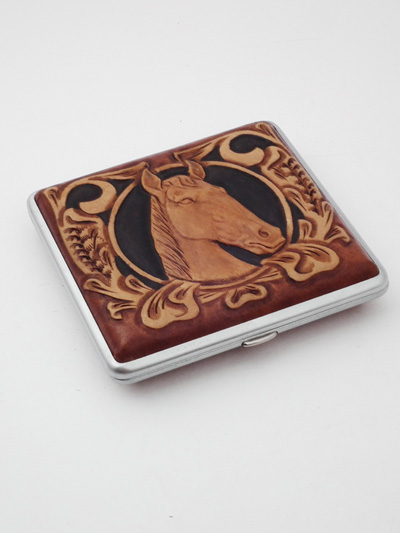 3D engraved leather cigarette case