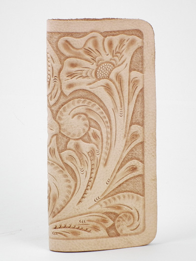 Cowboy style handmade long leather wallet