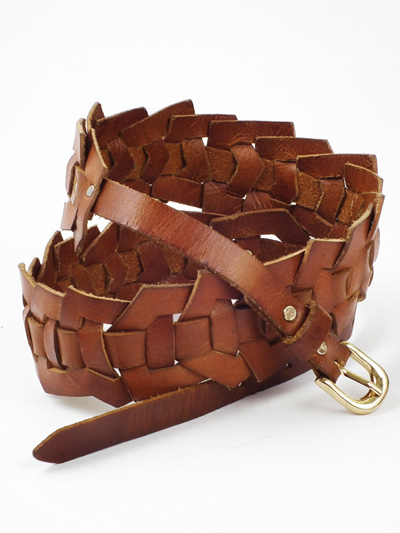 Penta patchwork leather belt