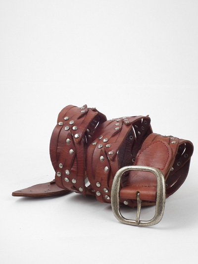 Diamante leather patchwork belt