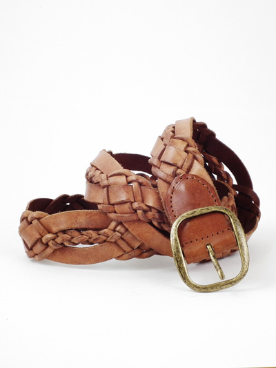 Fine braided brush-off leather belt