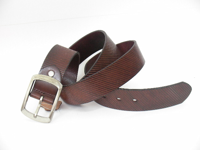 Sell Skived Lines Cowhide Leather Belt for Men, Dressy Golf Style