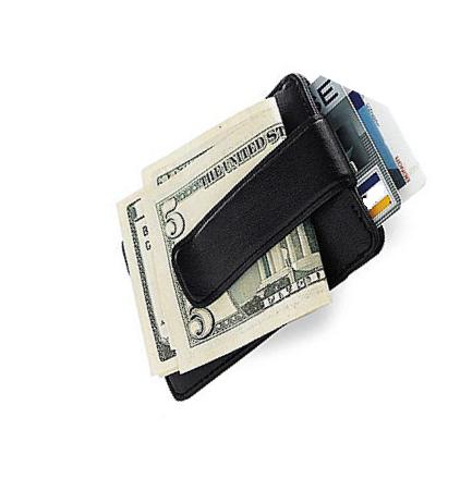leather card holder with money clip