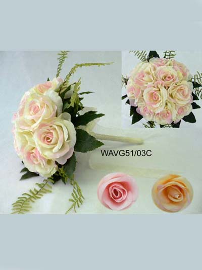Sell 10 inches ROSE BOUQUET W/11 FLS, 5 FITSIA LVS & RIBBON (THIN M.P.)
