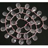 Cute Rose Quartz Strand Faceted Teardrop Beads #fcn0024