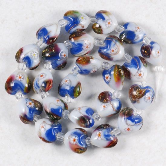24P 12mm MILLEFIORI LAMPWORK GLASS FLOWER BEADS #fpp0104