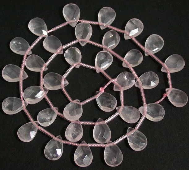 Cute Rose Quartz Strand Faceted Teardrop Beads #fcn0024