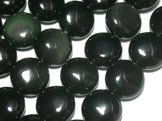 Black Obsidian Coin Loose Beads 1 Strand 14mm #fgn0009