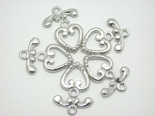5 pcs Silver Plated Heart Toggle Clasp Finding #fla0005