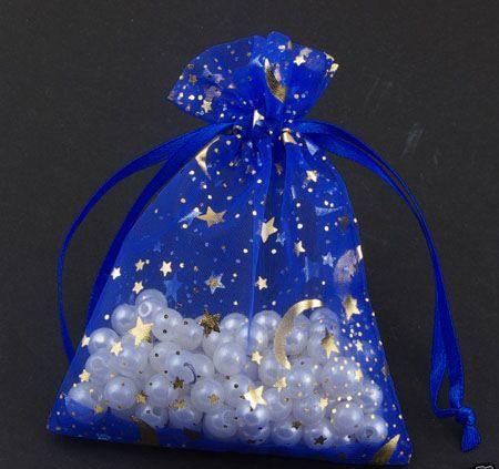 LOT 100PCS STARS ORGANZA JEWELRY GIFT BAGS 9x12cm #ia009